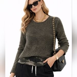 Camo Underlayer Olive Green Sweater Angela Mara Made In Italy Y2K Chic Street